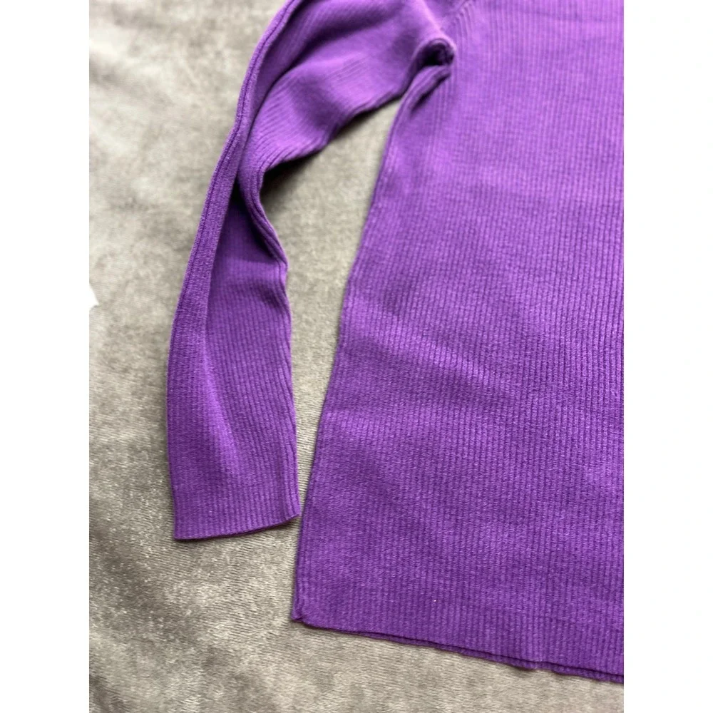 Lauren Ralph Lauren Womens Purple‎ Ribbed Mock Neck Cotton Knit Sweater Size M